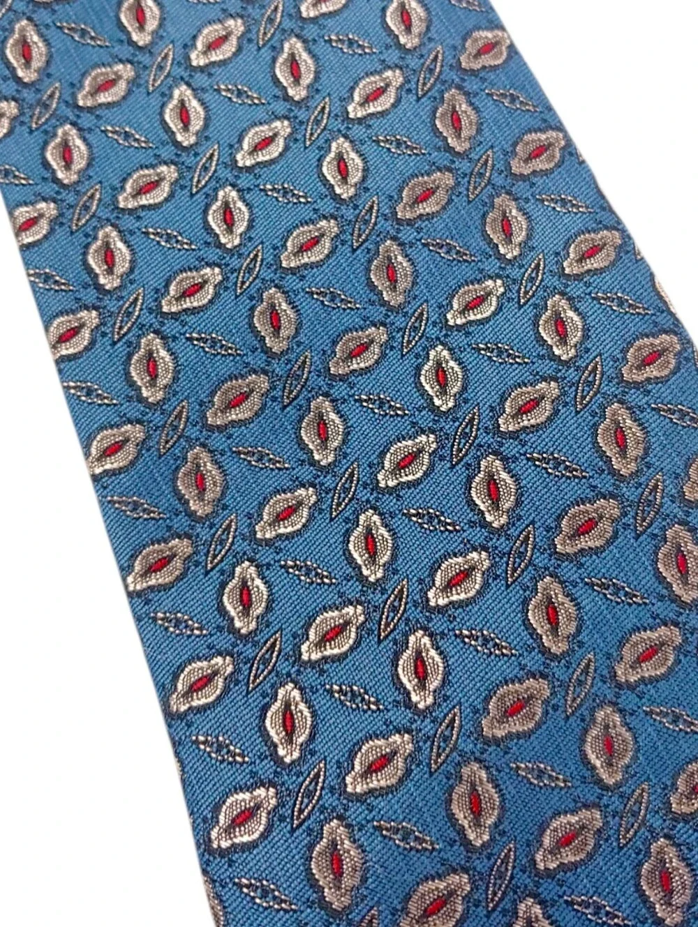 Oscar de la Renta Men’s Blue Geometric Pattern Silk Tie